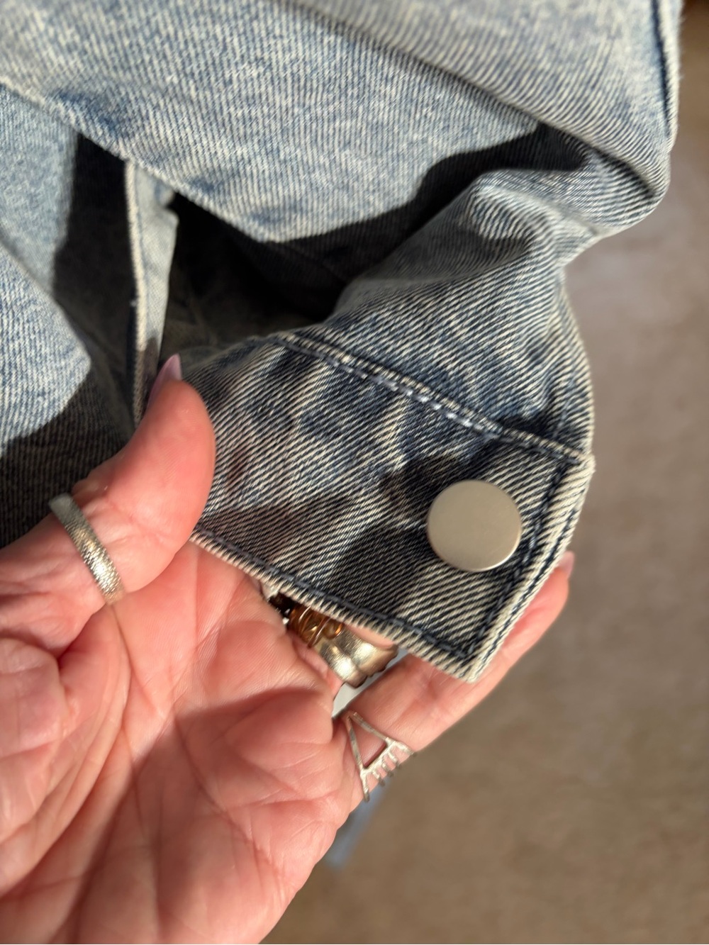 #751 BiBi NWT Light Blue Pearl-Studded Denim Jacket. Amazing! - Picture 12 of 16